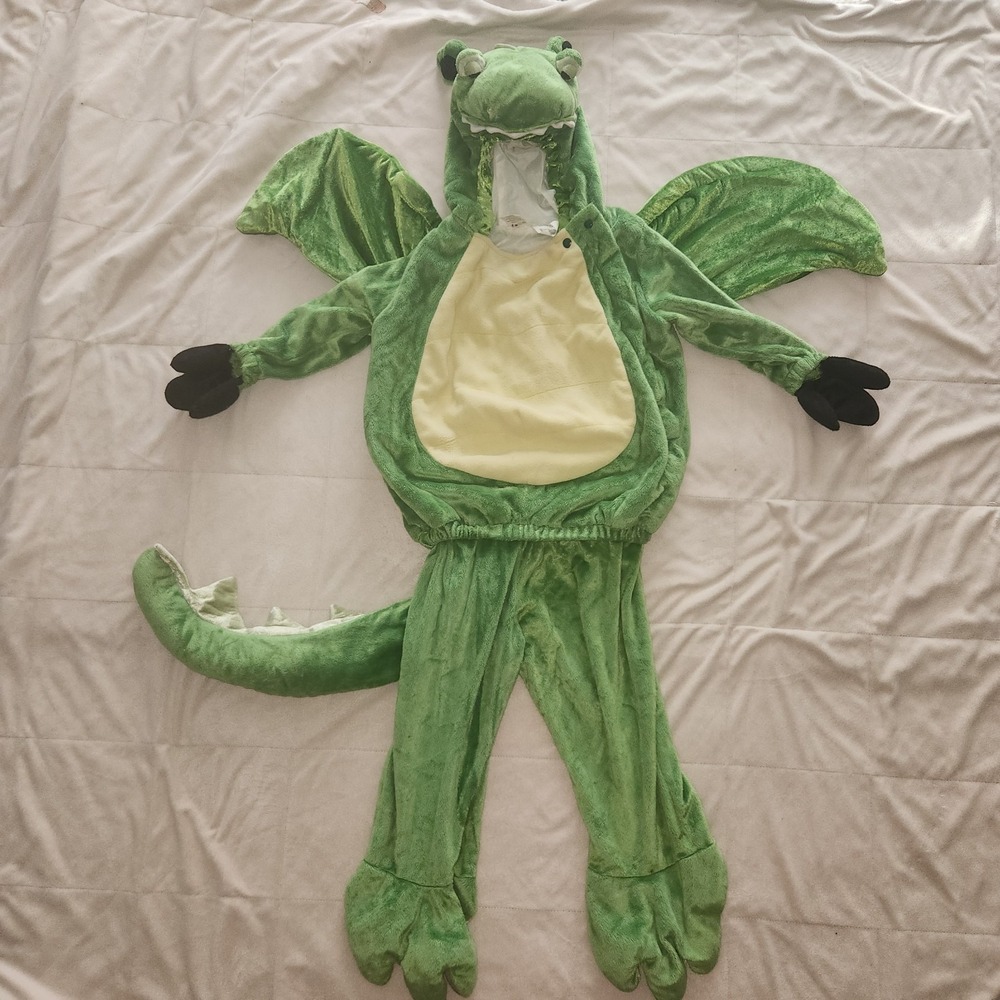 Plush Green Dragon Costume with wings. Celebration Creation Size 3T-4T. Dress Up